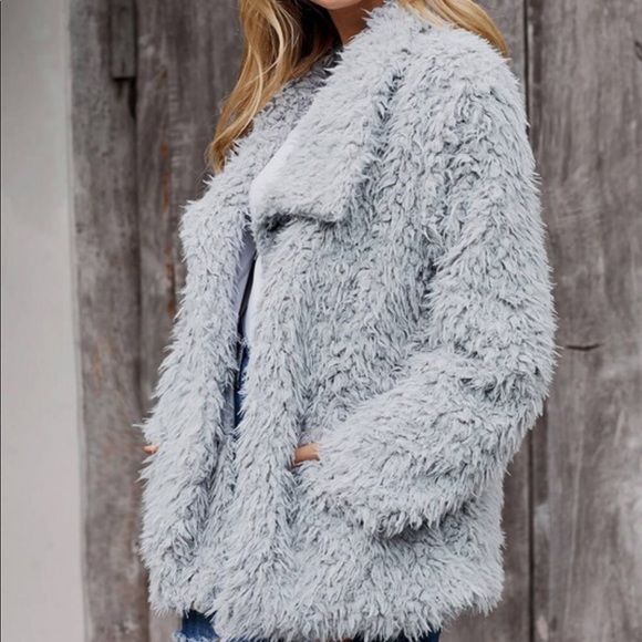 1 medium left! ✨ Gray fuzzy coat! - Picture 2 of 6